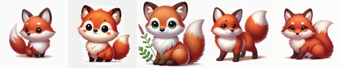 collection of cute and adorable fox vectors