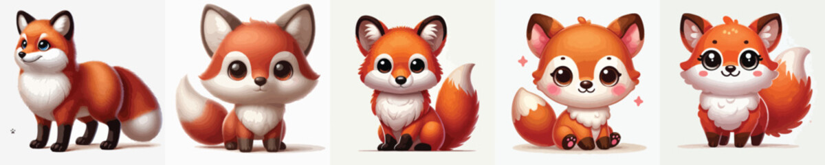 collection of cute and adorable fox vectors