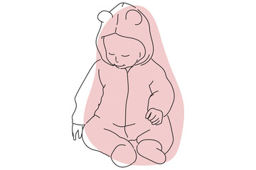 ベイビー　イラスト　線画　シンプル　単色　韓国　赤ちゃん