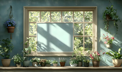 Sunlit Garden Window Mockup