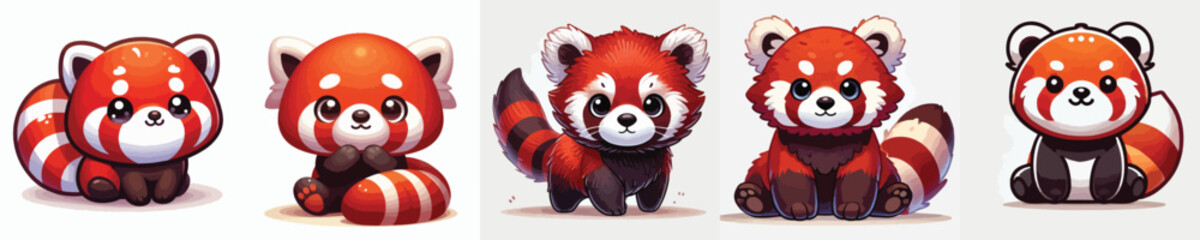 collection of cute and adorable red panda vectors