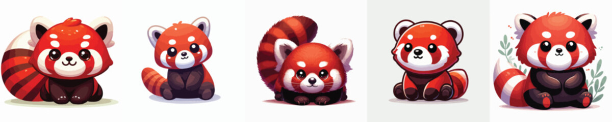 collection of cute and adorable red panda vectors