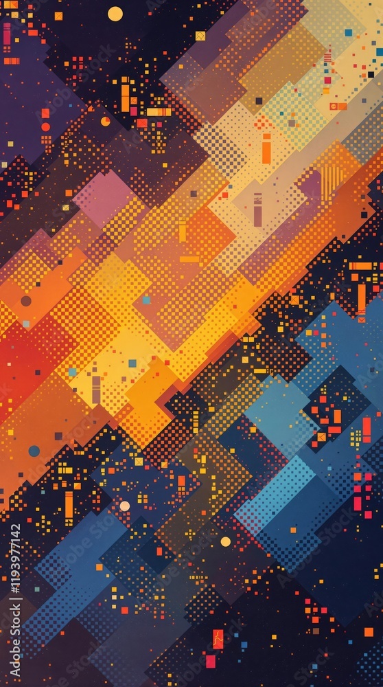 Poster Abstract geometric pattern in warm and cool tones backgrounds design projects