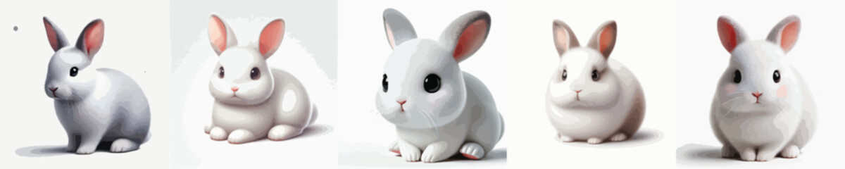 collection of cute and adorable rabbit vectors