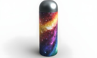 Obraz premium Insulated bottle with colorful galaxy print.