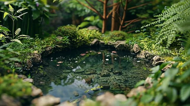 Miniature Pond Footage 4K