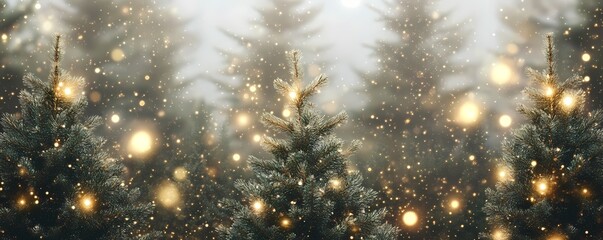 Dusty Charcoal Background Wallpaper with Shimmering Forest, Banner Header