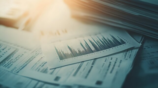 Data analysis graph among a stack of papers - Powered by Adobe