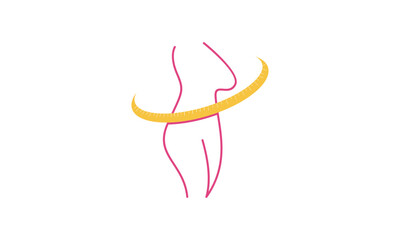 Losing weight icon in bold line - diet, fitness or liposuction logo