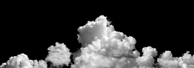 Fluffy white clouds isolated on black background. Design concept. Smog. Abstract clouds. Fog over the sky. Cloud or smog background.