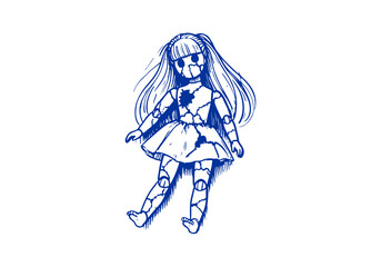 Unused Toys Waste Hand Drawn Sketch Illustration Vector Isolated