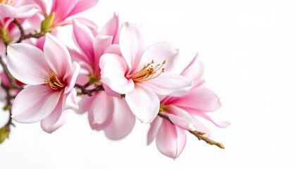Obraz premium Delicate Pink Magnolia Blossoms in Close-Up