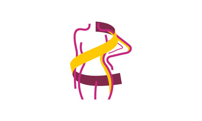 Losing weight icon in bold line - diet, fitness or liposuction logo