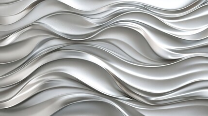 Obraz premium 3D Rendered Abstract Grey Metallic Background. Wavy Silver