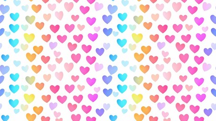 Colorful Repeating Heart Pattern with Soft Gradient Colors for Decorative Use