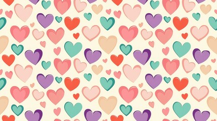 Colorful Heart Shapes Seamless Pattern for Vibrant Backgrounds and Design Projects