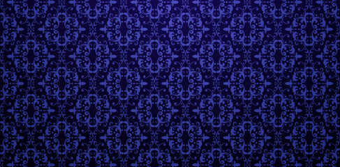 Seamless pattern dark blue backgrounds with damask ornament for blue knitted fabric, Fashionable textiles, book covers, Digital interfaces, prints designs templates material, wedding invitations cards