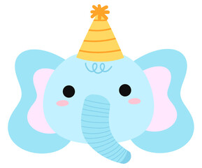 kids birthday clipart illustration decoration elephant wearing party hat 