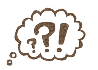 はてなとびっくりマークの入った雲形の吹き出し
