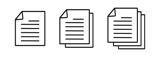 paper sign and symbol set. document icon set. assignment icon. contract document icon. terms and conditions line icon. vector illustration on transparent background