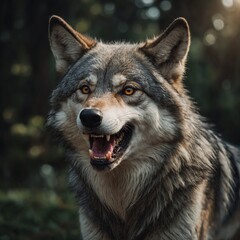 Obraz premium A cartoon wolf giving a cheeky grin.