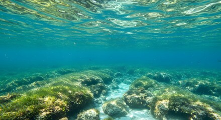 Underwater World Filled with Lush Marine Life and Sunlit Ocean Views of Vibrant Ecosystem Diversity