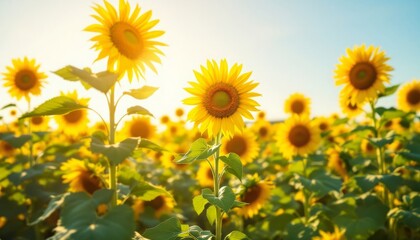 Sun-Kissed Sunflower Field: A Vibrant Summer Scene