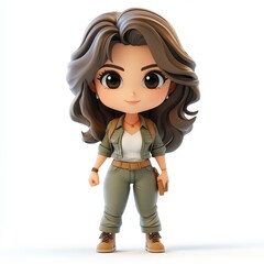 Adorable 3D Cartoon Girl: Kawaii Anime Character Illustration