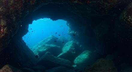 Obraz premium Underwater Coral Reef with Vibrant Marine Life, Exotic Fish, and Colorful Ecosystem in Ocean Depths.