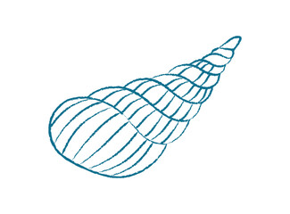 Chalk seashell shape. Crayon marine shell form. Aquatic context, ocean texture, potential usage in summer themes.