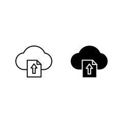 Cloud uploading icon set color editable