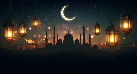 Ramadan background, abstract ramadan background, dreamy ramadan kareem background, moon and sky background, mosque background, ramadan advertising, promotion, wallpaper, 4k	