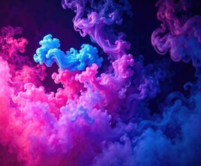 Obraz premium A mesmerizing blend of blue, red, and purple smoke swirling within a dark environment , abstract, purple, blue