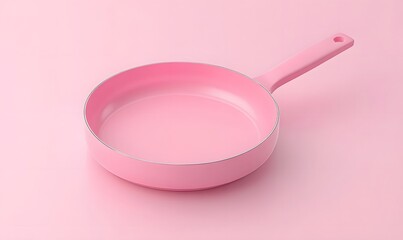 Pink frying pan on pink background. (2)