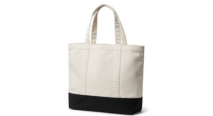 Naklejka premium canvas tote bag, minimalist design, black and white color scheme, sturdy handles, practical, eco-friendly, reusable shopping bag, clean lines