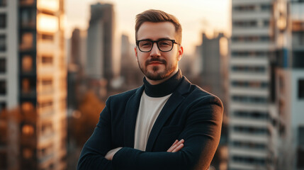 businessman with a city background