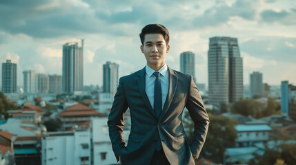businessman with a city background