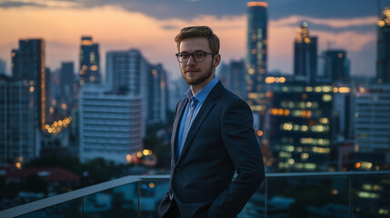 businessman with a city background