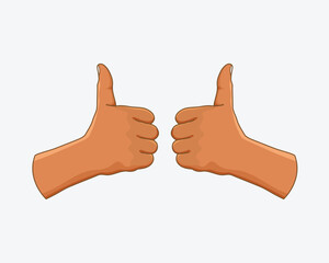 Two human Caucasian hands in thumb up