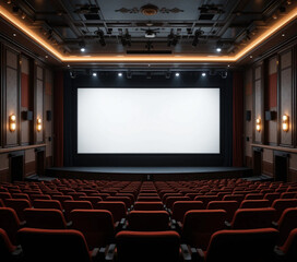 Fototapeta premium Mockup plantilla en blanco pantalla de cine
