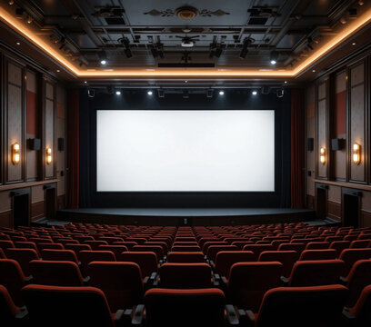 Mockup plantilla en blanco pantalla de cine