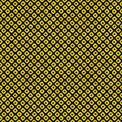 黒地に金色ラインの手描き鹿の子絞り文様シームレス背景