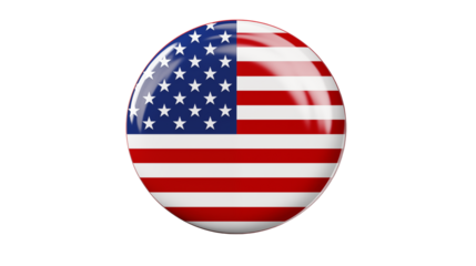 Patriotic American Flag Button Design on a transparent background