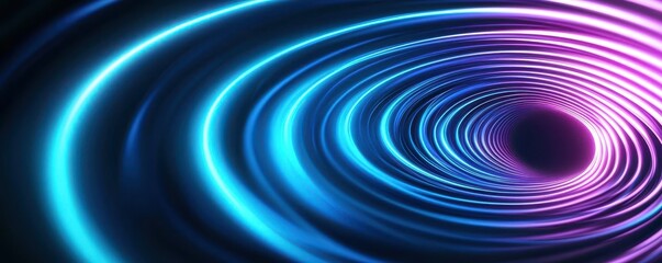 Fototapeta premium A vibrant, abstract image featuring concentric waves in blue and purple hues, creating a sense of depth and movement.
