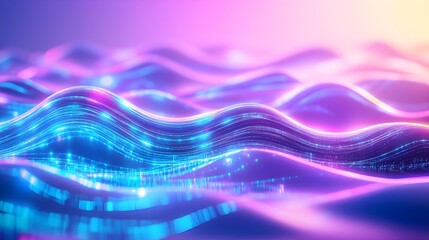abstract neon waves, digital art background - neon colors