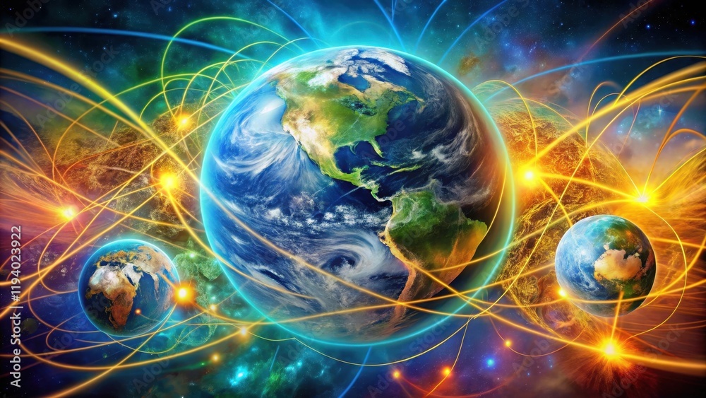 Wall mural cosmic interconnectivity a symphony of celestial threads connecting earths in a universe of infinite