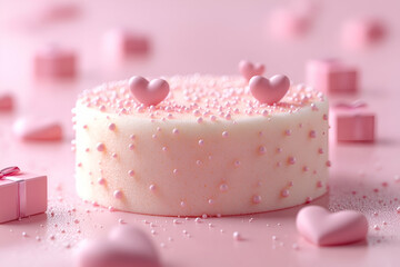 Pink cake, hearts, gifts, studio, Valentine's