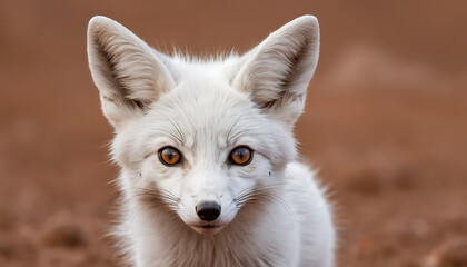 a small white fox with a big ear and a brown background is shown in this picture of a young fox with a big ear and a brown background is shown in the foreground of. Generative AI 