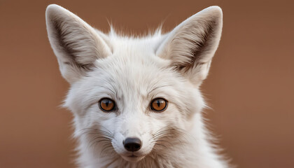 a small white fox with a big ear and a brown background is shown in this picture of a young fox with a big ear and a brown background is shown in the foreground of. Generative AI 