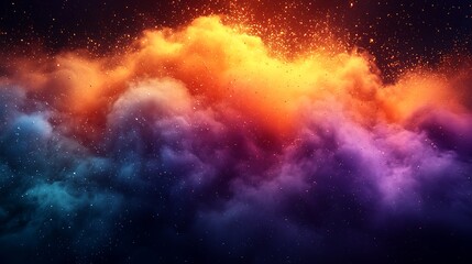 Fototapeta premium Cosmic Nebula Glowing With Vivid Colors And Sparks